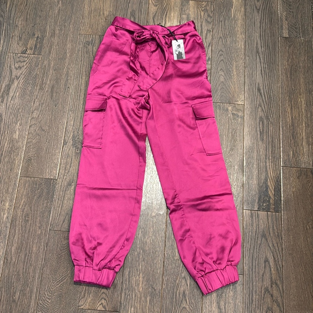 Brand new silk cargo dress pants jogger